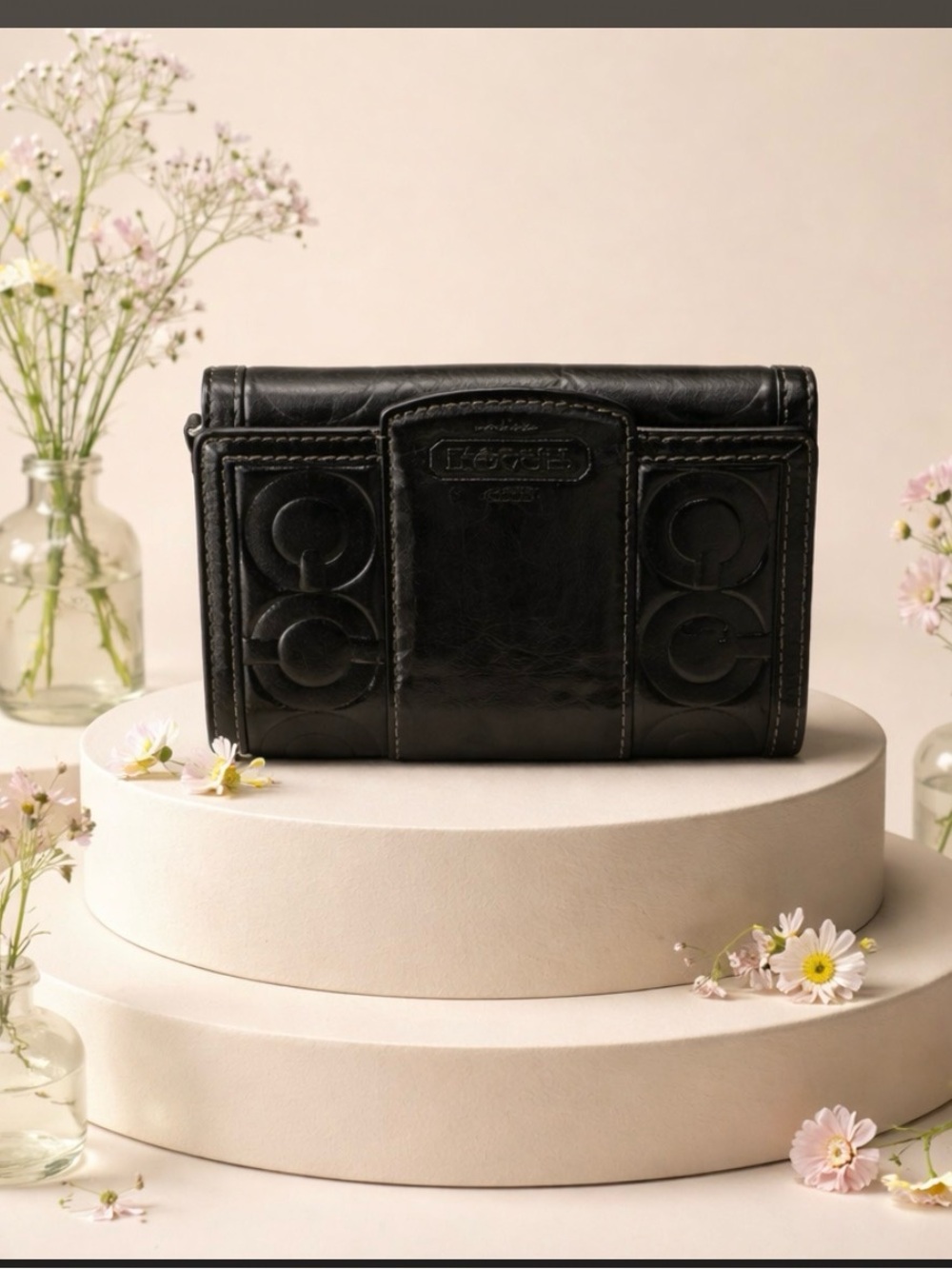Black Leather Women's Wallet Clutch - Designer Style
